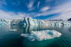 Ice floe on arctic waters fronting Lilliehook Glacier Spitsbergen Island-Norway Art Print
